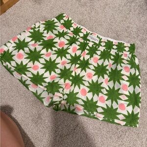 Vibrant High Waist Shorts with Green and Pink Pattern